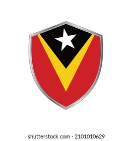 Flag of Timor Leste with silver frame