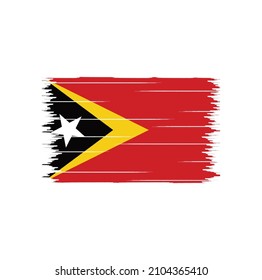 Flag of Timor Leste with watercolor brush style