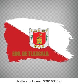 Flagge von Tlaxcala Pinselstriche. Flaggenstaat Tlaxcala von Mexiko auf transparentem Hintergrund für Ihre Website-Design, App, UI. Vereinigte Mexikanische Staaten. EPS10. 