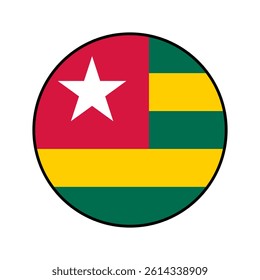 Flag of Togo. Black edge. Togo button flag logo icon computer vector illustration design.