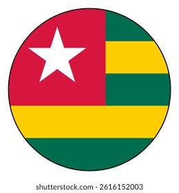Flag of Togo. Black edge. Togo button flag logo icon computer vector illustration design.