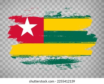 Flag of  Togo brush stroke background.  Flag Togolese Republic on transparent background for your design, app, UI.  Stock vector. EPS10.