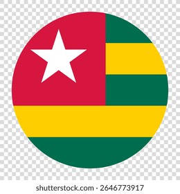 Flagge von Togo. Togo Kreis Flagge Logo Symbol Computer Vektorgrafik-Design. Schachbretthintergrund.