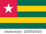 Flag of Togo. Togo flag icon. Standard color. Standard size. A rectangular flag. Computer Digital Vector illustration.