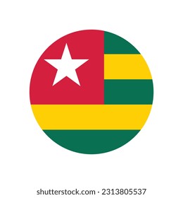 The flag of Togo. Flag icon. Standard color. Round flag. Computer illustration. Digital illustration. Vector illustration.