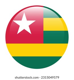 The flag of Togo. Flag icon. Standard color. A round flag. 3d illustration. Computer illustration. Digital illustration. Vector illustration.