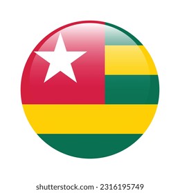 The flag of Togo. Flag icon. Standard color. A round flag. 3d illustration. Computer illustration. Digital illustration. Vector illustration.