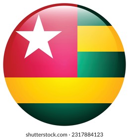 The flag of Togo. Flag icon. Standard color. The round flag. 3d illustration. Computer illustration. Digital illustration. Vector illustration.