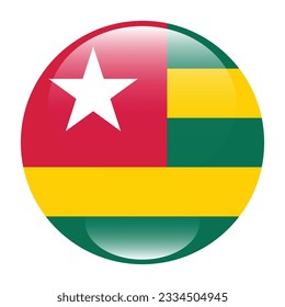 The flag of Togo. Flag icon. Standard color. Circle icon flag. 3d illustration. Computer illustration. Digital illustration. Vector illustration.