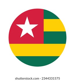 The flag of Togo. Flag icon. Standard color. Circle icon flag. Computer illustration. Digital illustration. Vector illustration.