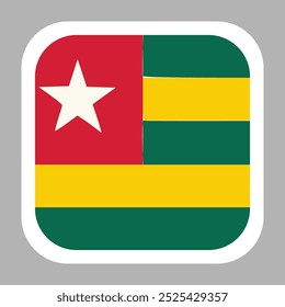 The flag of Togo. Flag icon. Standard color. flat vector square with rounded corners. Computer illustration. Digital illustration. Vector illustration