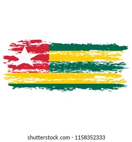 Flag of Togo the illustration vector on a white background, brush stroke Design Elements