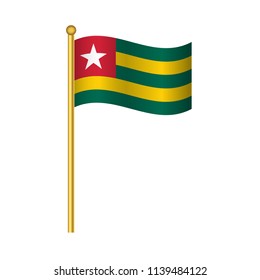 Flag of Togo ,Togo flag official colors and proportion correctly,Togo flag waving isolated Vector illustration eps10.