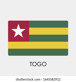 Bandera de Togo sobre fondo gris. Ilustración vectorial en estilo plano. EPS 10.