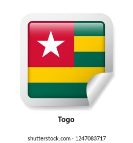 Flag of Togo. Round glossy badge sticker
