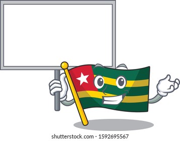 Flag togo Scroll cute cartoon character bring a board