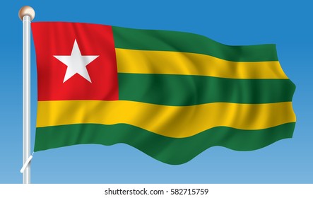 Bandera de Togo - ilustración vectorial