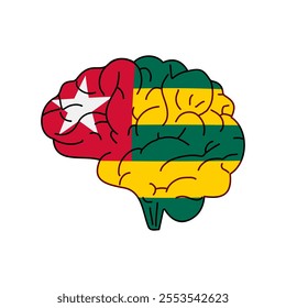 Flag of Togo. Vector illustration of a combination of a human brain with a country flag on a white background.