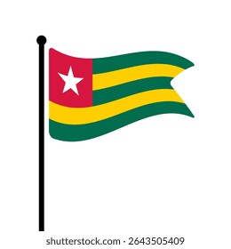 Bandeira do Togo. Togo bandeira vetor ilustração ícone design. Bandeira de mastro flutuante.