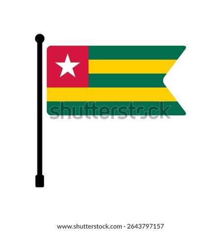 Flag of Togo. Togo flag vector illustration icon design. Flagpole flag icon.