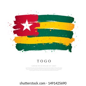 Flag of Togo. Vector illustration on a white background. Brush strokes are drawn by hand. Independence Day.