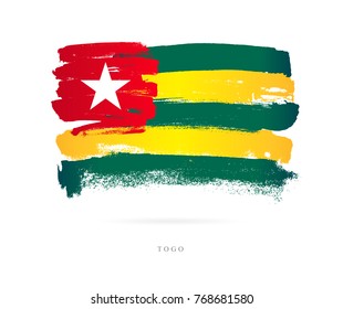 Flag of Togo. Vector illustration on white background. Beautiful brush strokes. Abstract concept. Elements for design.