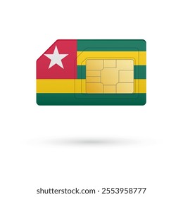 Flag of Togo. Vector illustration of SIM Card with flag on white background