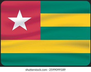 The flag of Togo. Waving Flag icon. Standard color. Standard size. A rectangular flag. Computer illustration. Digital illustration. Vector illustration