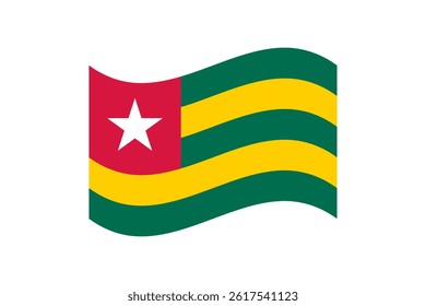 Flag of Togo. Togo wavy flag digital vector illustration. Fluttering flag.