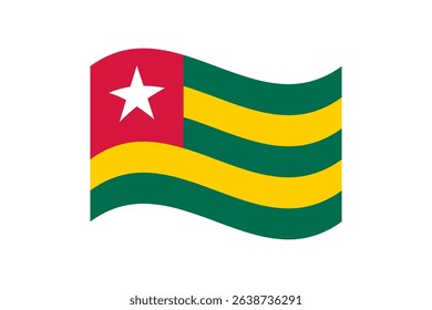Flag of Togo. Togo wavy flag digital vector illustration. Fluttering flag.