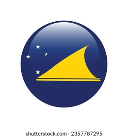 Bandera de Tokelau. Icono de indicador de botón. Color estándar. Indicador de icono de círculo. 3 quinquies ilustración. Ilustración del equipo. Ilustración digital. Ilustración vectorial.
