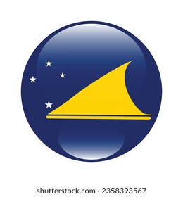 Bandera de Tokelau. Icono de indicador de botón. Color estándar. Indicador de icono de círculo. 3 quinquies ilustración. Ilustración del equipo. Ilustración digital. Ilustración vectorial.