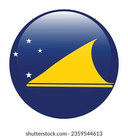 Flagge Tokelaus. Button-Flag-Symbol. Standardfarbe. Circle Icon Flag. 3D-Abbildung. Computergrafik. Digitale Illustration. Vektorgrafik.