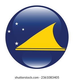 Flag of Tokelau. Button flag icon. Standard color. Circle icon flag. 3d illustration. Computer illustration. Digital illustration. Vector illustration.