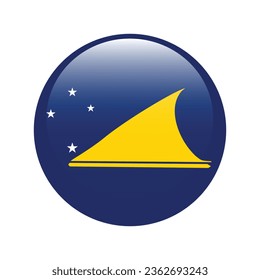 Flag of Tokelau. Button flag icon. Standard color. Circle icon flag. 3d illustration. Computer illustration. Digital illustration. Vector illustration.