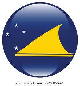 Flag of Tokelau. Button flag icon. Standard color. Circle icon flag. 3d illustration. Computer illustration. Digital illustration. Vector illustration.