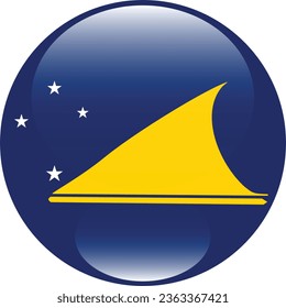 Flag of Tokelau. Button flag icon. Standard color. Circle icon flag. 3d illustration. Computer illustration. Digital illustration. Vector illustration.