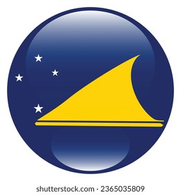 Flag of Tokelau. Button flag icon. Standard color. Circle icon flag. 3d illustration. Computer illustration. Digital illustration. Vector illustration.