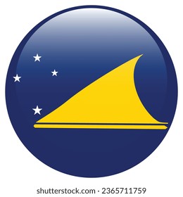 Bandera de Tokelau. Icono de indicador de botón. Color estándar. Indicador de icono de círculo. 3 quinquies ilustración. Ilustración del equipo. Ilustración digital. Ilustración vectorial.