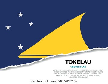 Flag of Tokelau. Creative Torn Paper Edge Effect on Transparent Background with jagged irregularities. A three-dimensional appearance with realistic shadows, as it if had been ripped to reveal a white surface beneath