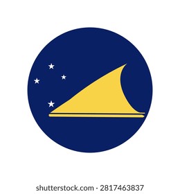 Flag of Tokelau dependent territory of New Zealand circle badge, button. Tokelau flag round icon, sticker. Banner, background flag Tokelau islands.