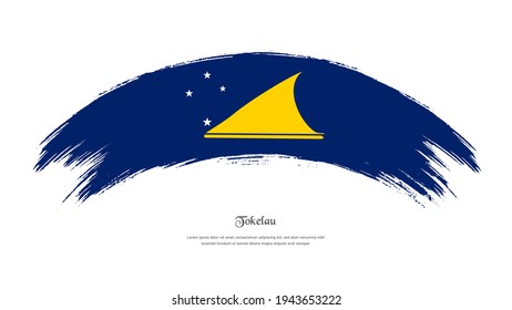 Flag of Tokelau in grunge style stain brush with waving effect on isolated white background
