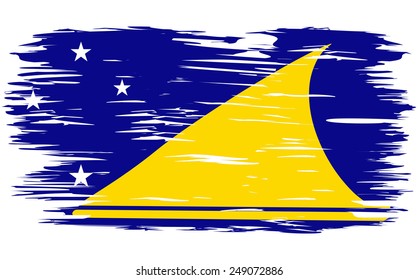 Flag of Tokelau.  Painted brush colored inks. Symbol Independence Day National Patriotic Travel Country Background Grunge Paint Stock Vector Icon Logo Picture Image Illustration Political