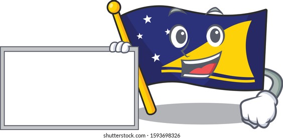 Flag tokelau Scroll with board cartoon mascot design style
