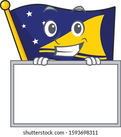Flag tokelau Scroll cartoon character style grinning with board