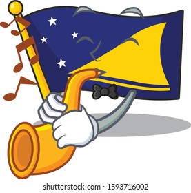 Flag tokelau Scroll cartoon character design performance with trumpet