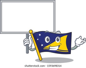 Flag tokelau Scroll cute cartoon character bring a board
