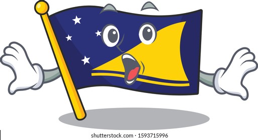 Flag tokelau Scroll Surprised gesture on cartoon character style
