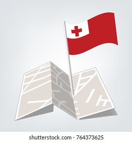Flag of tonga and check in , tonga flag waving isolated vector illustration