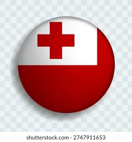 Flag of Tonga circle button with shadow. flag icon. 3d icon